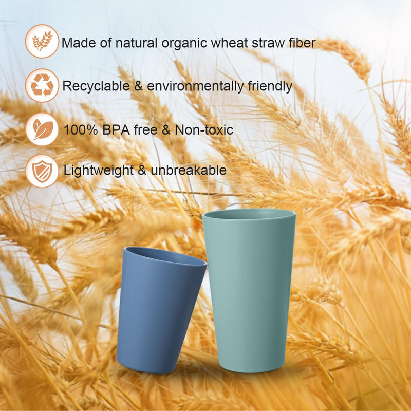 [Australia] - Set of 12 Wheat Straw Cups, 6 Pcs 20 oz & 6 Pcs 12 oz Unbreakable Drinking Cups, Reusable Plastic Cups Sets, Water Glasses Tumblers, Microwave & Dishwasher Safe, Bpa Free, 6 Colors 