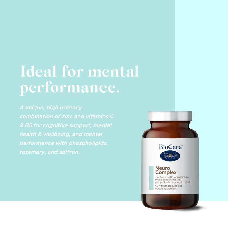 BioCare Neuro Complex - High Potency Zinc, Vitamin C, B5 and Botanicals - with Rosemary & Sage - for Cognitive Support - 60 Capsules
