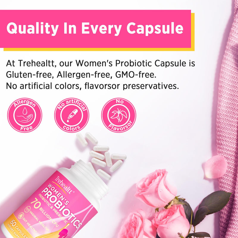 70 Billion CFUs Vaginal Probiotics, PH Balance with Probiotic & Prebiotic | Women Probioticos with D-Mannose, for Odor & Flora, Yeast, Urinary Health, Vegan, 60 Capsules