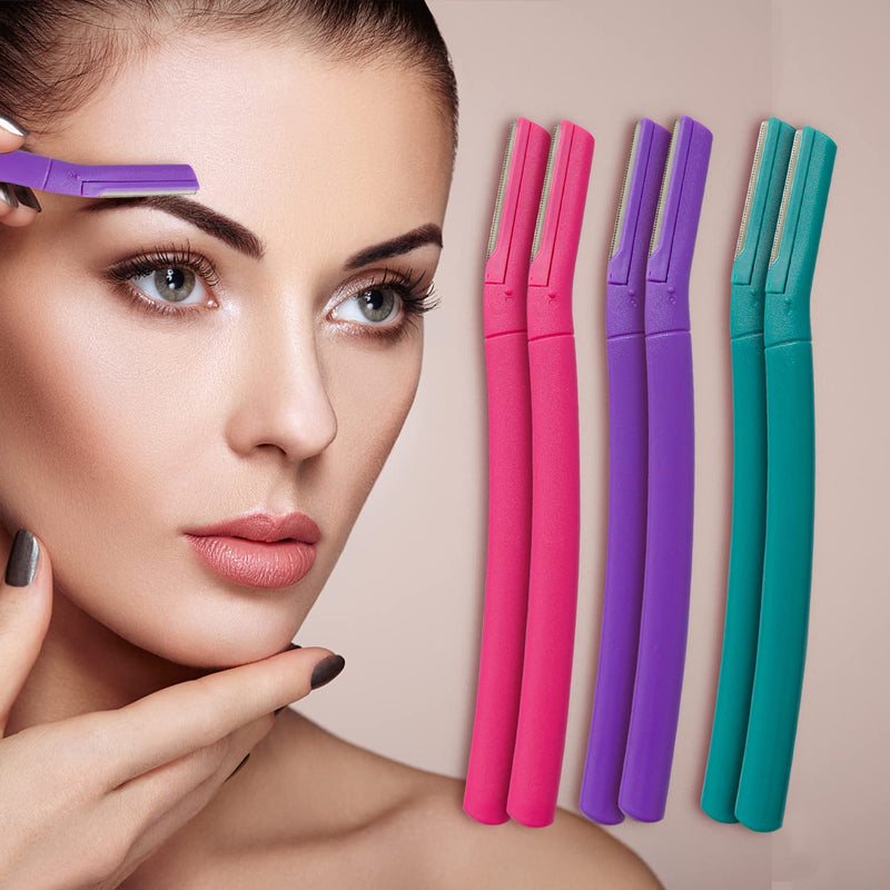 [Australia] - Eyebrow Face Razor - Eyebrow Hair Trimmer and Shaver with Protective Cover Dermaplaning Razor Tool for Women 6-count 