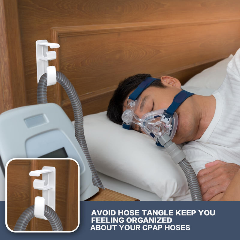 [Australia] - 2PCS CPAP Hose Holder - CPAP Mask Hook with Anti-Unhook Feature Hose Organizer Use CPAP Supplies and CPAP Machine to Help You Sleep Better with 4 Picture Hanging Strips 2-PCS White 