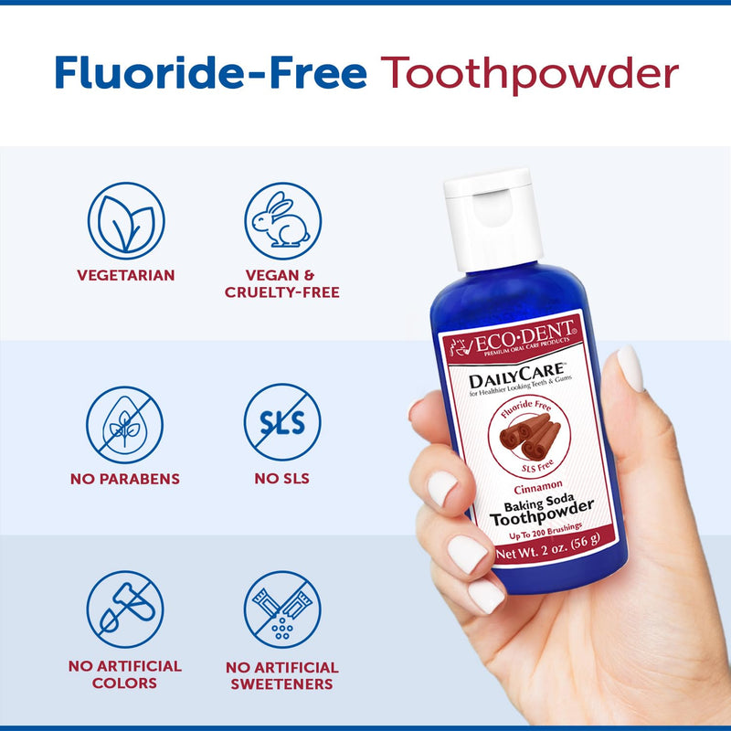 ECO-DENT DailyCare Toothpowder Cinnamon 2 oz Bottle - 2 Pack 2 Ounce (Pack of 2)