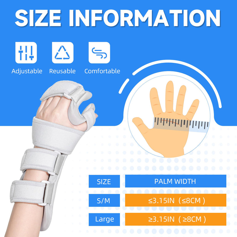 [Australia] - Fanwer Stroke Resting Hand Splint Left&Right, Hand Brace Splint for Stroke Patients - Functional Night Immobilizer Wrist Finger Brace Support for Straightening Fingers, Arthritis, Carpal Tunnel Syndrome (Right) Right 