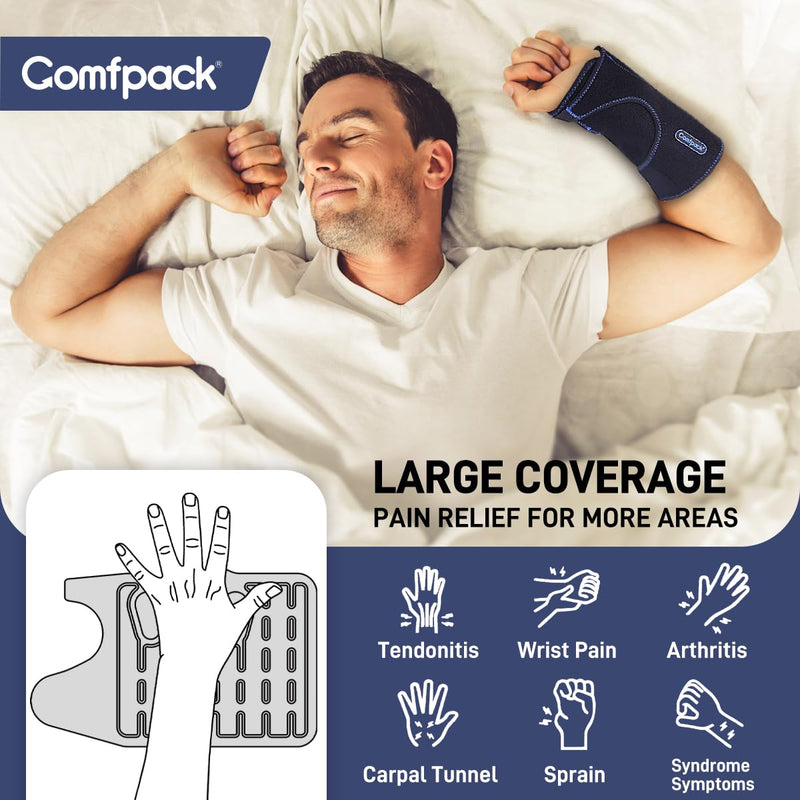 [Australia] - Ice Pack Wrap With Compression for Carpal Tunnel Relief, Wrist Brace Support Gel Hot Cold Therapy for Tendonitis, Mommy Wrist, Swelling, Surgery, Inflammation Black & Blue 