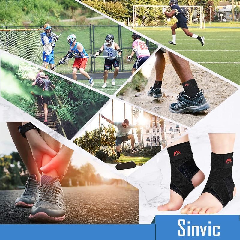 Ankle Brace, 2PCS Ankle Braces for Men & Women, Adjustable Compression Ankle Wrap Support for Ankle Protection, Breathable & Comfortable, Ankle Support Brace for Sprains, Sports Injuries and Recovery Small Classic Black