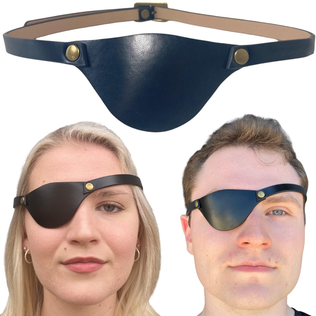 Eye Patches for Adults Right and Left Eyes - Black Adult Leather Eyepatch for Lazy Eye - Handmade Leather Eye Patch for Adults for Eye Glasses and Pirate Cosplay (Black)