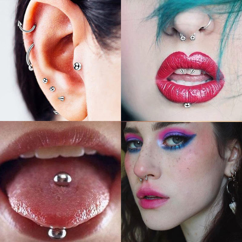 [Australia] - 104pcs Piercing Kit 14G16G Belly Button Piercing Kit Septum Piercing Kit Belly Piercing Kit Piercing Kits for all piercings (Stainless steel color) 