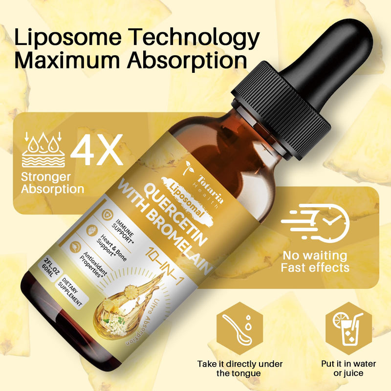 [Australia] - Liposomal Quercetin with Bromelain Liquid Drops - High Absorption Quercetin 1000mg & Bromelain 500mg Plus Elderberry,Vitamin C,Zinc for Immune & Antioxidant & Heart & Bone Support- 2 Fl Oz 