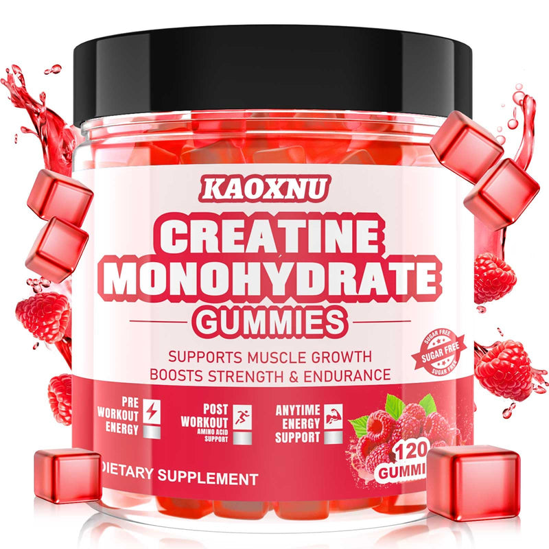 [Australia] - Creatine Monohydrate Gummies for Men & Women 120 CT - 5000mg of Creatine Monohydrate per Serving - Sugar Free Chewable Creatine for Muscle Strength, Muscle Builder, Energy Boost (Raspberry Flavor) Raspberry 120 Count (Pack of 1) 