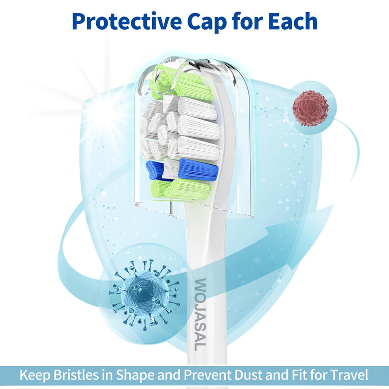 [Australia] - Replacement Toothbrush Brush Heads Compatible with Philips Sonicare Electric Toothbrushes with Click-on System Dupont Bristles for Optimal Plaque Remove, Pack of 10, White 1 Count (Pack of 10) 