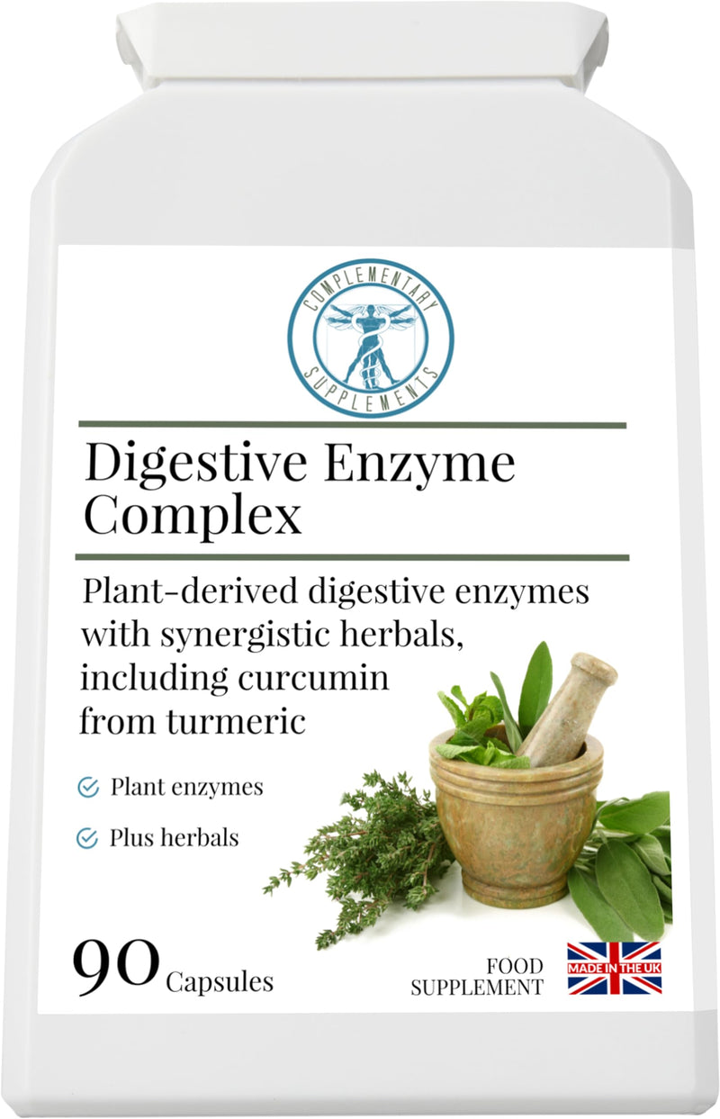 Digestive Enzyme Complex – Digestive Support & Bloating Relief with Betaine HCl, Lipase, Protease, Bromelain, Peppermint & Turmeric – Vegan – 90 Capsules