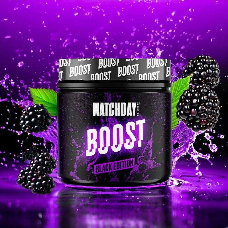 [Australia] - Matchday BOOST Energy I 400 g pre-workout booster: 200 mg caffeine, beta-alanine, creatine - top concentration and performance I isomaltulose for stable blood sugar levels (Black Edition) Black Edition 