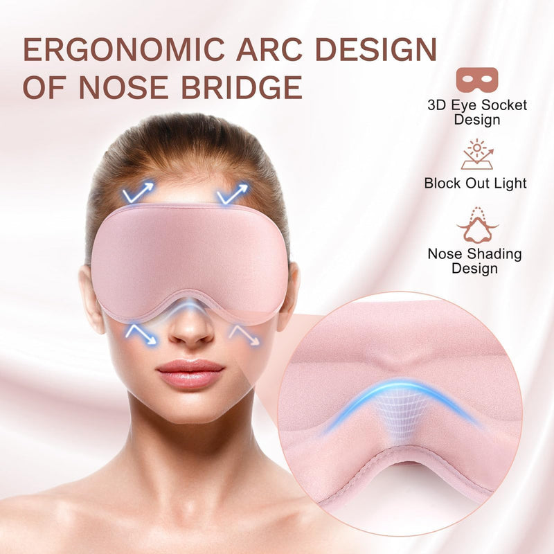 [Australia] - FlyCoco 99% Fully Block Out Light Eye Sleep Mask, 3D Deep Contoured Eyes Cover Zero Pressure, Long Lash Extension Eyes Mask with Adjustable Straps for Sleeping Travel Home Nap Rest Women Men (Pink) Pink 