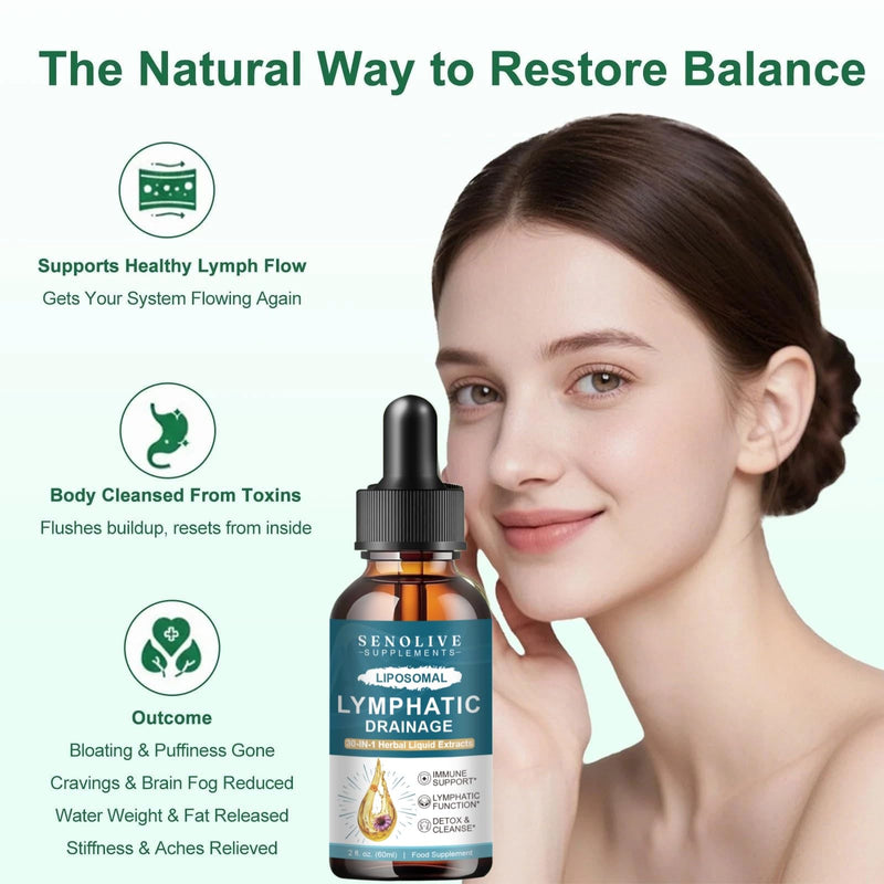 Liposomal Lymphatic Drainage Drops - 30 in 1 Organic Lymphatic Drainage Supplement with Burdock Root, Elderberry, Calendula, Cleavers Herb, Dandelion Supports Lymphatic Health, Vegan,Non-GMO, 60ml