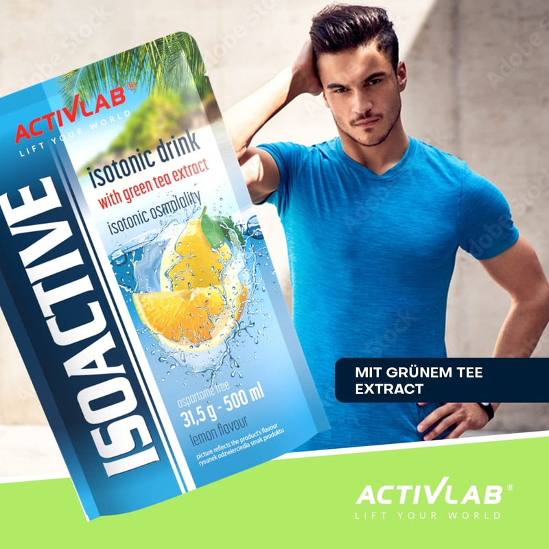 [Australia] - Activlab Isoactive Isotonic Drink | with GREEN TEA | Electrolytes | B vitamins | 20 x 31.5g | Lemon with green tea | 500 ml of a sports drink | practical bag | 3x laboratory tested 20 portions (pack of 20) 