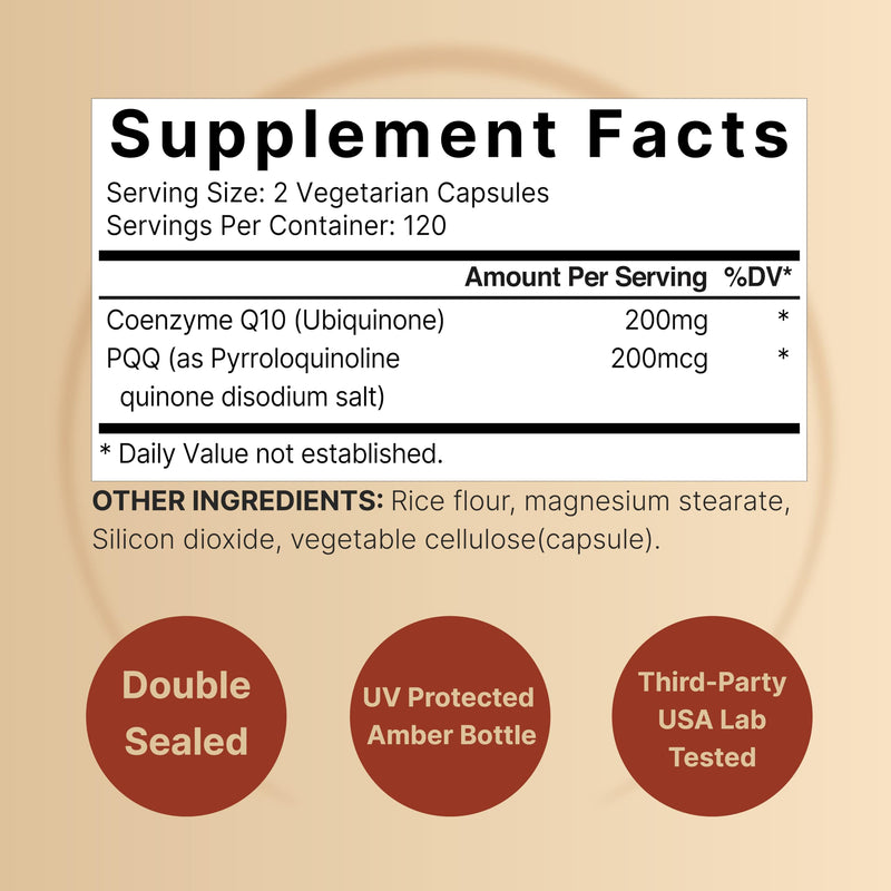[Australia] - NatureBell CoQ10 200mg with PQQ, 240 Veggie Capsules | Stable High Absorption Form ‚Äì Antioxidant Support for Heart, & Energy Health ‚Äì Extra Strength Coenzyme Q10 Supplement 