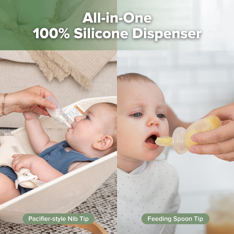 [Australia] - haakaa Penguin Dual Feeding Syringe Set-Baby Medicine Dispenser and Food Dispensing Spoon Feeder,Medical-Grade Silicone 