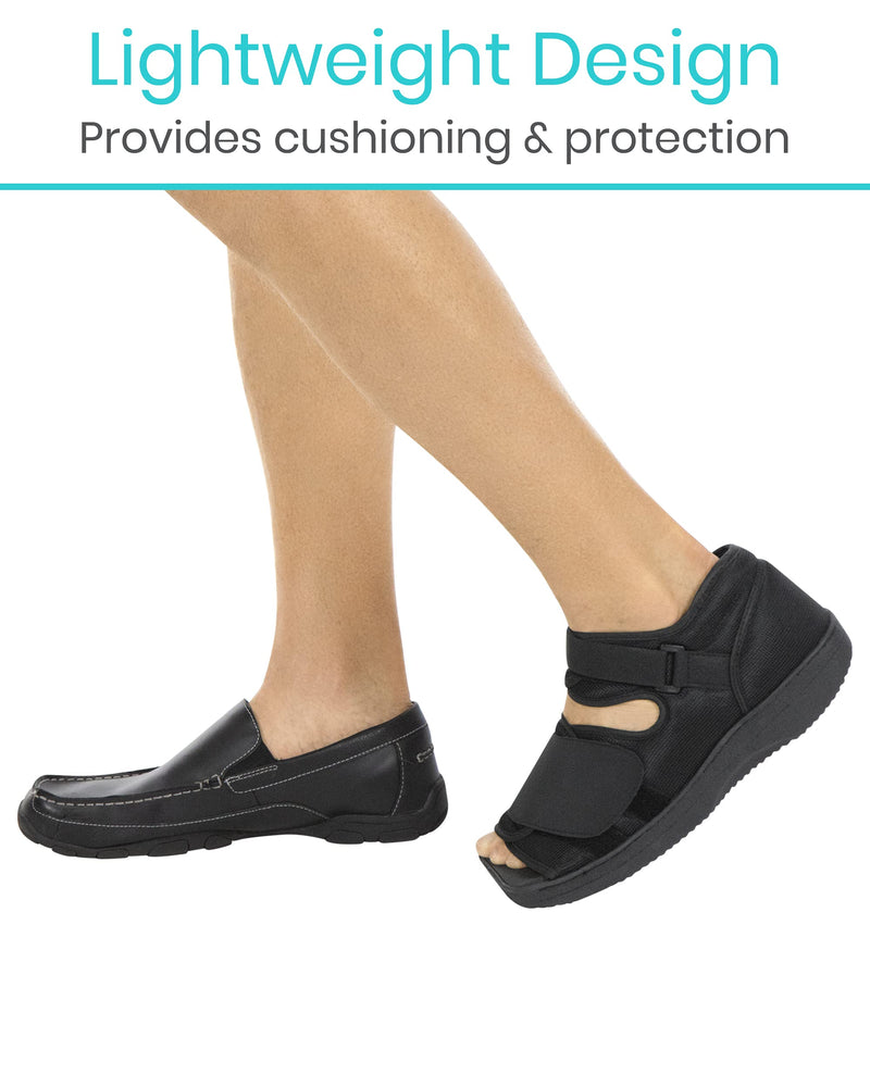 [Australia] - Vive Post Op Shoe - Lightweight Medical Walking Boot with Adjustable Strap - Orthopedic Recovery Cast Shoe for Post Surgery, Fractured Foot, Injured Toes, Stress Fracture, Sprains - Left or Right Foot Small 