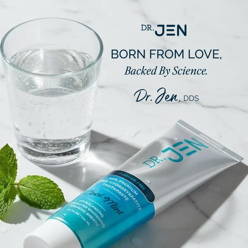 Dr. Jen Fluoride Free Toothpaste with 10% Premium Nano Hydroxyapatite | Infused with Xylitol and Glycerin, Remineralizing Daily Oral Care for Sensitive Teeth, Travel Essentials, Cool Mint, 1 Pack 3.4 Ounce (Pack of 1)