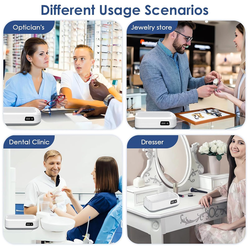 [Australia] - Ultrasonic cleaner, high frequency ultrasonic jewelry cleaner, portable glasses cleaner machine with 4 cleaning modes, 49000Hz ultrasonic cleaning for jewelry, glasses, watches, dentures 640ml 