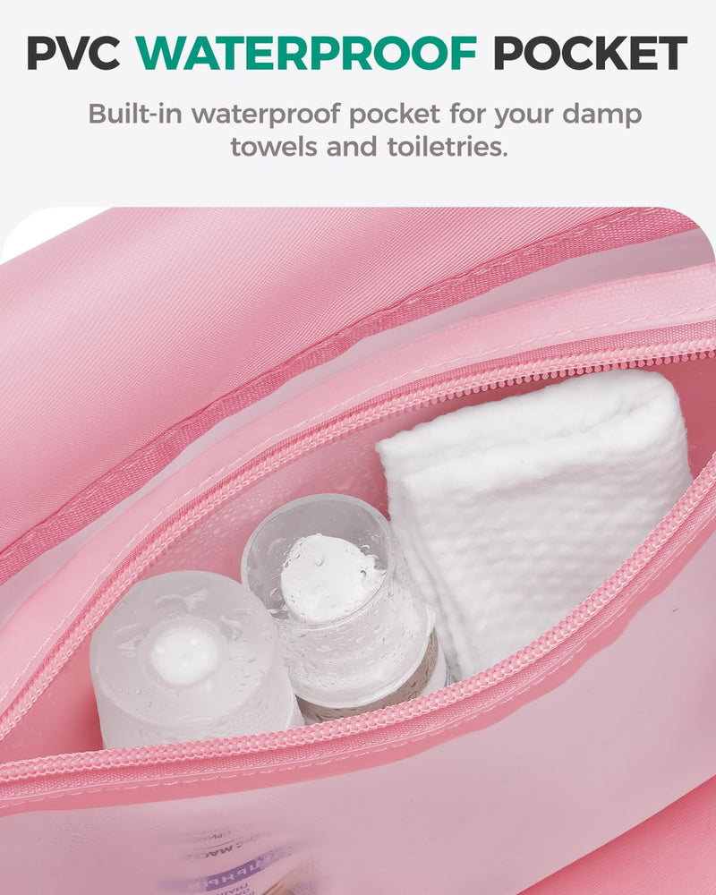 WANDF Personal Item Travel Bag 18x14x8, Carry On Duffle Bag for Women | Frontier Underseat Fit, Weekend Overnight Trips, Wet Pockets, Lightweight Flight Essentials A-Pink