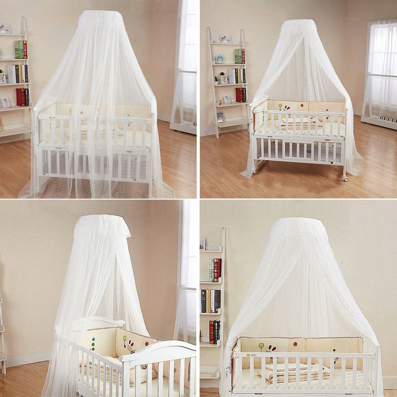 [Australia] - Baby Bed Canopy with Adjustable Clip-on Stand Baby Crib Cot Net Tent Hanging Dome Curtain Netting See Through Mesh Bed Cover Net Stand Rod 2 Piece Set 