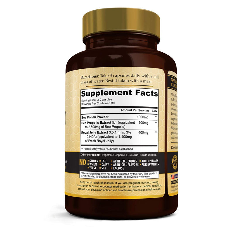 [Australia] - High Potency Royal Jelly and Bee Pollen Capsules, 90 Count 