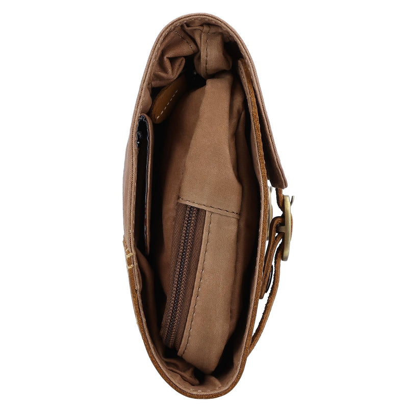 Gusti wash bag Leather-Rodney Toiletry bag wash bag sponge bag toiletries bag washbag make-up bag makeup bag cosmetic bag womens mens brown leather and canvas beige