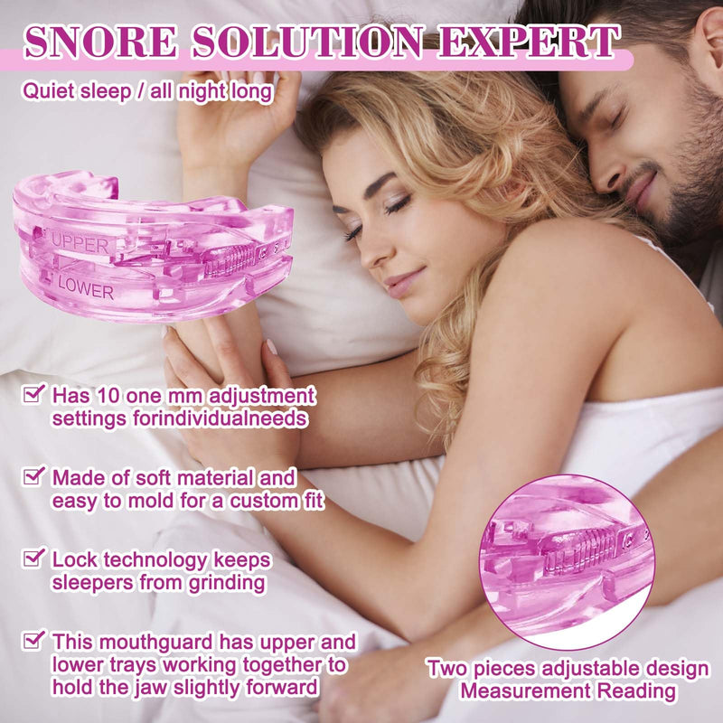 [Australia] - Anti-snoring splint, snoring splint, adjustable grinding splint for night, efficient grinding splint, prevents nighttime snoring and teeth clenching, improves sleep quality (pink) 