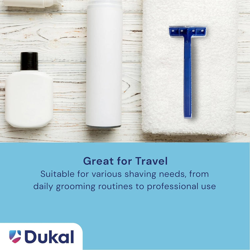 [Australia] - Dukal DawnMist Twin-Blade Disposable Razor, Blue Handle – Bulk Pack of 100, Precision Shave for Smooth & Comfortable Grooming 