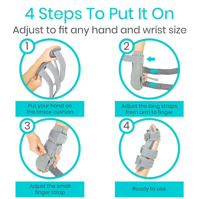 Vive Resting Hand Splint (Left) (w/ Rehab Video App) - Night Immobilizer Wrist Finger Brace - Thumb Stabilizer Wrap - for Arthritis, Tendonitis, Carpal Tunnel Pain - Functional Support for Sprains Fractures (Medium) Medium Left Hand