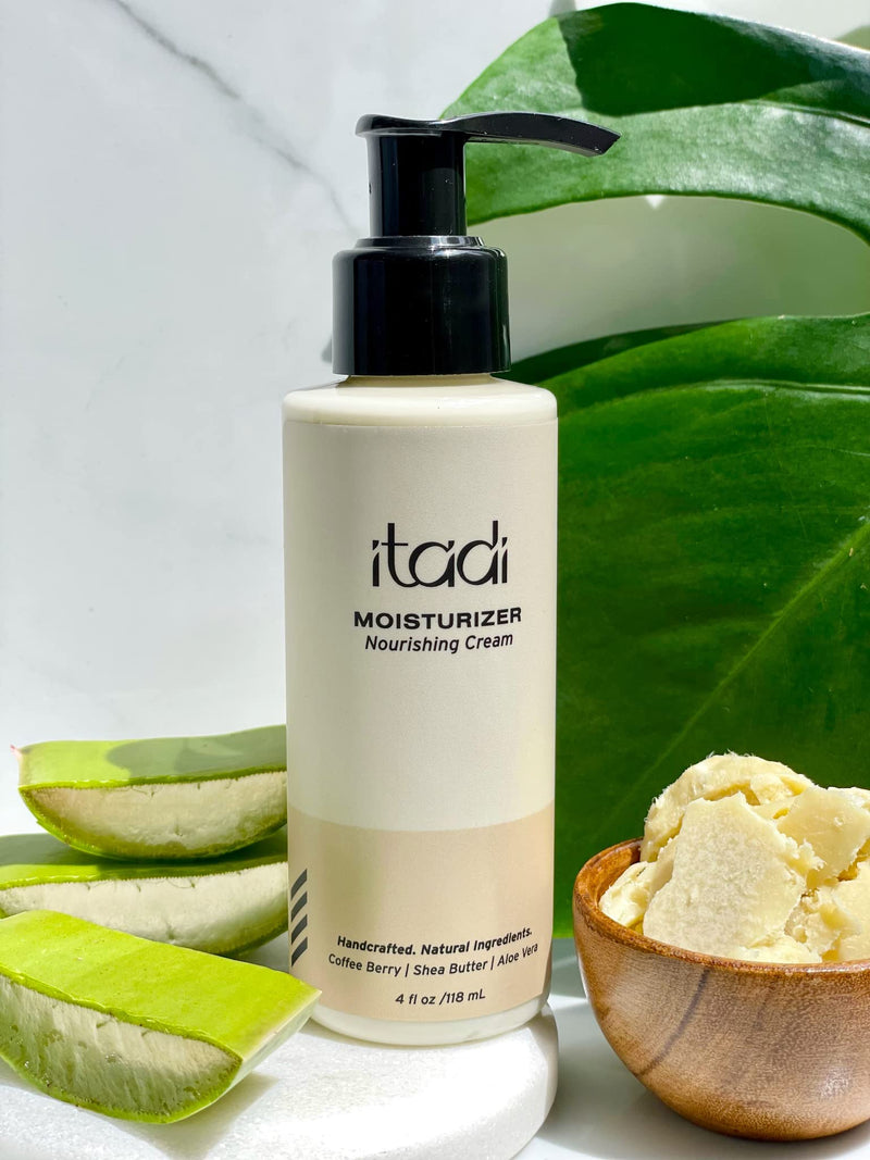 ITADI Organic Natural Daily Face Moisturizer Cream | Coffee Berry, Aloe Vera & Shea Butter Infused Hydration | Soothing for Dry Skin | Lightweight Face Cream With Vitamins + Aloe Vera - 4 fl oz 4 Fl Oz (Pack of 1)