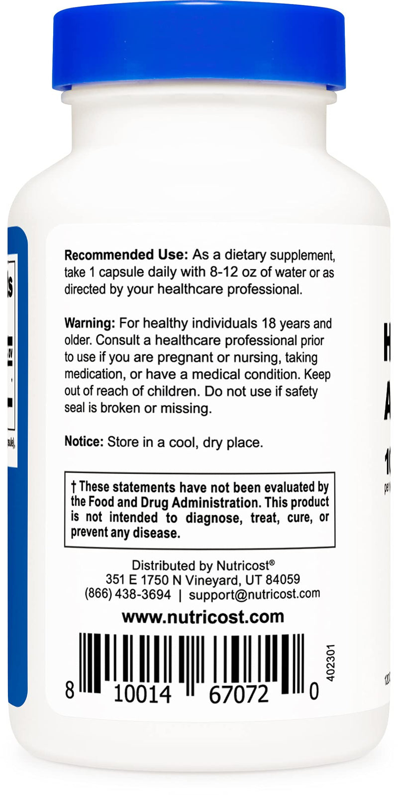 Nutricost Hyaluronic Acid Capsules 100mg,120 Vegetarian Capsules - Gluten Free, Non-GMO vegetable 120 Count (Pack of 1)