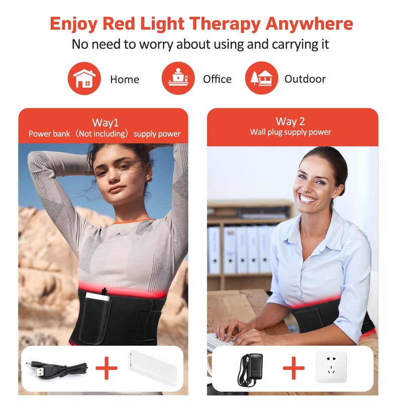 Red Light Therapy for Body, Infrared Light Therapy for Belt Shoulder Waist, Upgraded 3 in 1 LED Beads, 660nm Red Light & 850nm Near Infrared Light Therapy Belt Wrap Timer Remote Control XL