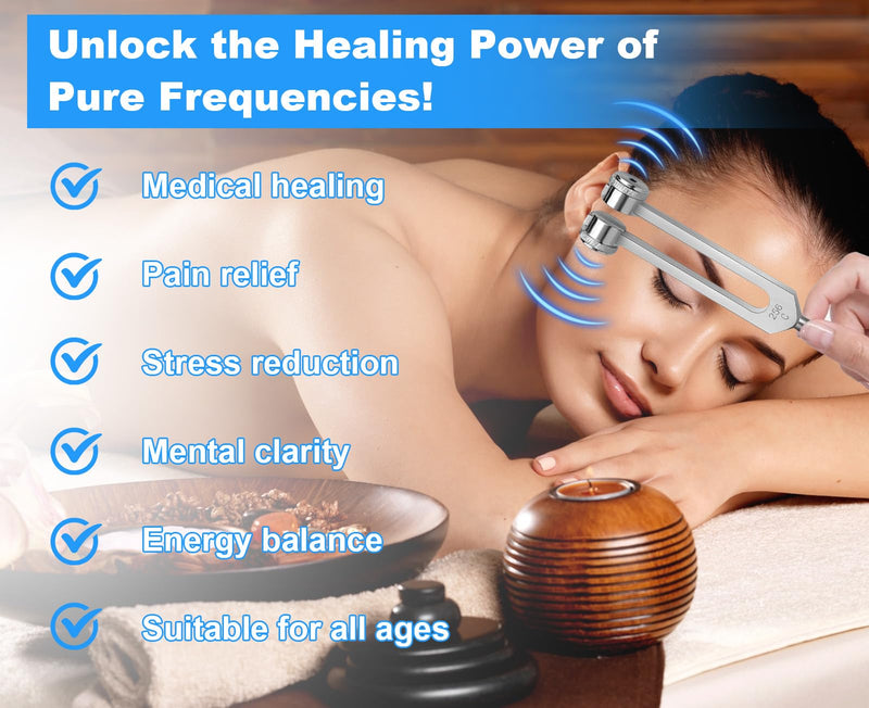 [Australia] - Tuning Forks for Healing Set, 128Hz, 136Hz, 256Hz, 384Hz & Activator for Healing Chakra Set Sound Healing Therapy Aluminum Alloy Sensory Tuning Fork Activator for Healing, Therapy Non Magnetic 