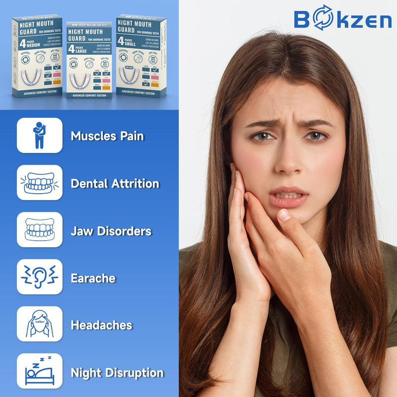 [Australia] - 4 Pack Blue Kids Mouth Guard for Grinding Teeth, Moldable Kid Mouth Guard for Clenching Teeth at Night, Comfortable Mouthguard Stops Bruxism, TMJ Small Size for Kids 