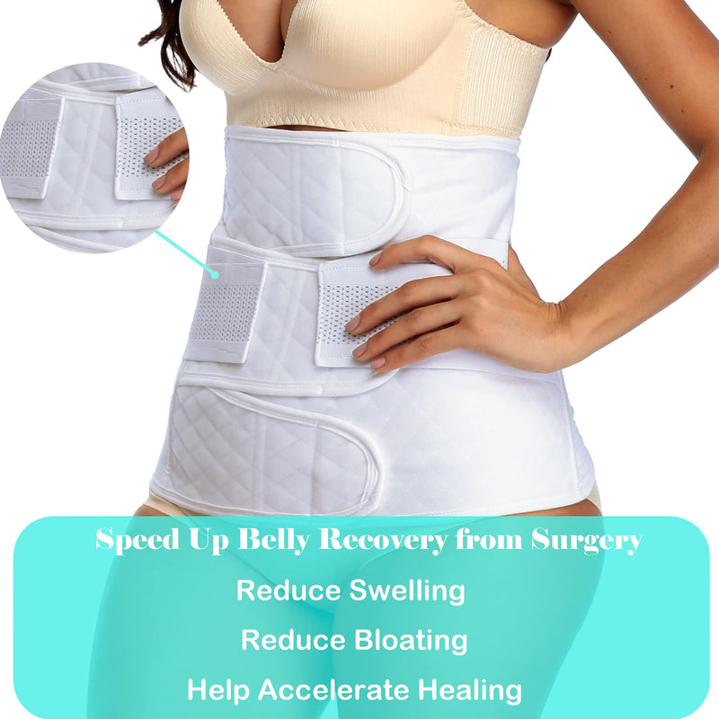 Post Belly Band Postpartum Recovery Belt Girdle Belly Binder, Cotton White Large