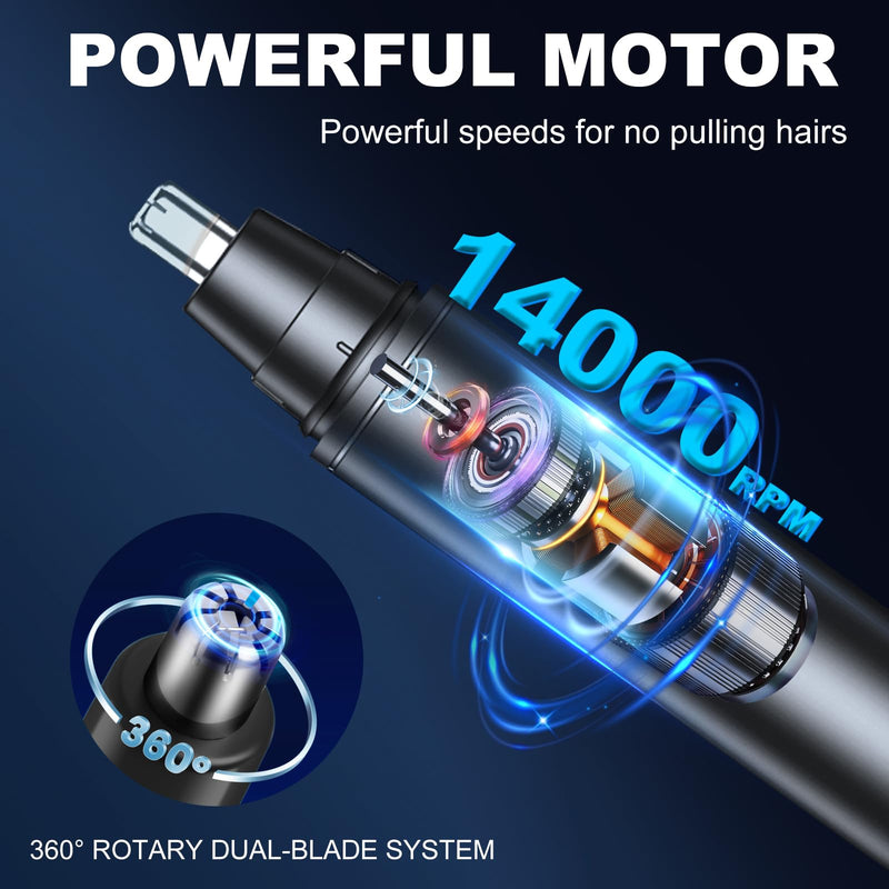 Ear and Nose Hair Trimmer for Men Women–2024 Nose Hair Trimmers Clipper Pro-14,000 RPM Motor with LED Display, Type C Rechargeable Ear Hair Trimmer with Dual Edge Blades, IPX7 Waterproof O001