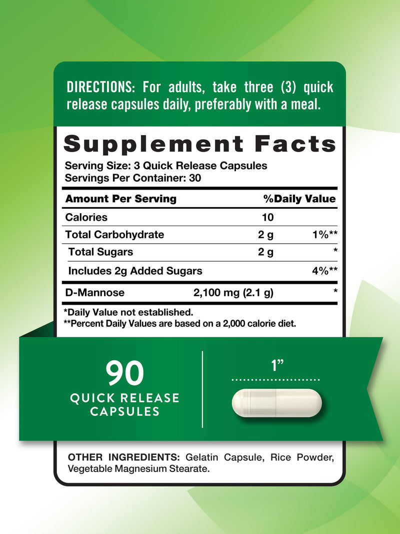 Nature's Truth D-Mannose Pills | 2100mg | 90 Capsules | Non-GMO & Gluten Free Supplement