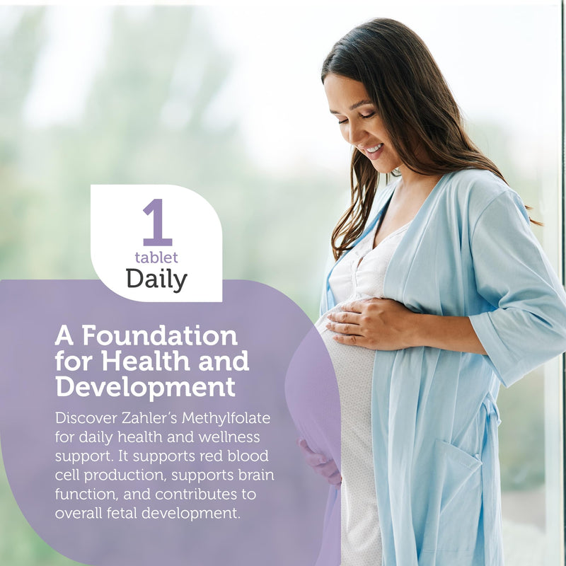 Zahler Methylfolate - Supports Healthy Fetal Development and Genetic Health - Methylated Folic Acid from 1000 mcg DFE L-Methylfolate - Kosher Non GMO Methyl Folate Supplement for Women (120 Capsules) 120 Count (Pack of 1)