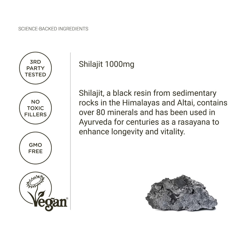 Nullure Pure Himalayan Shilajit Capsules | 60% Fulvic Acid + 12% Humic Acid | Anti-inflammatory · Neuroprotective · Muscle & Exercise Recovery | Natural & Original Supplement |120 Capsules (2 Months)