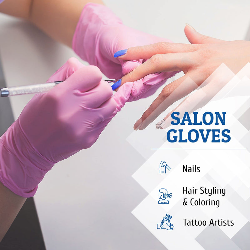 [Australia] - Hand-E Touch Pink Nitrile Disposable Gloves - Esthetician, Nail Tech, Hair Dye & Stylist, Cleaning Gloves 50 Small 