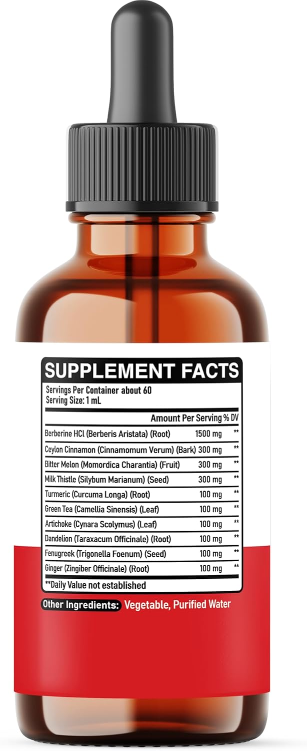 [Australia] - Berberine with Ceylon Cinnamon - Berberine Supplement Liquid Drops with Bitter Melon Extract, Turmeric, Chromium, Gymnema, Moringa, AMPK Activator for Digestion System, Immune Health Support, 2 fl oz 2 Fl Oz (Pack of 1) 