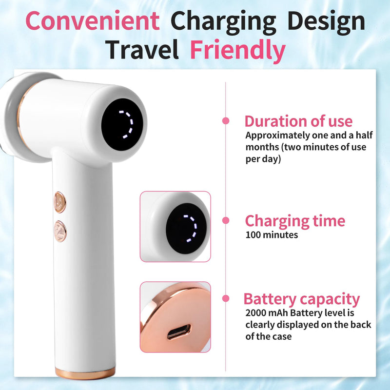 4 in 1 Facial Cleansing Brush, Multi Function Electrical Face Wash, Brush IPX6 Waterproof Portable Face Scrubber, 5 Speed Adjustable, 2 Rotation Directions Adjustable, Gift for Women Men (White) White