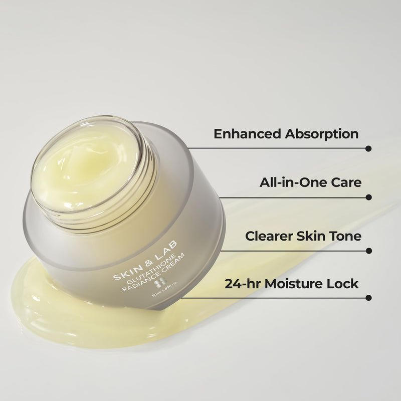 SKIN&LAB Glutathione Radiance Cream 1.69 fl oz | Cellfusome Glutathione 100,000ppm | Face Moisturizer for Dry and Sensitive Skin | Antioxidant and Brightening Care