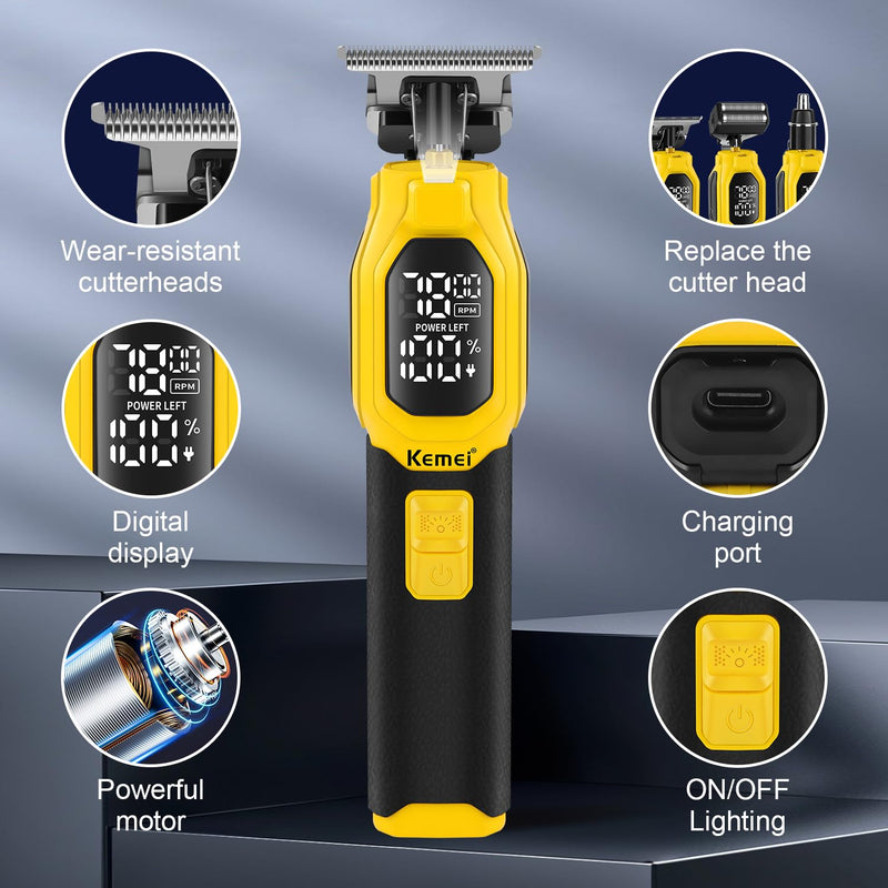 [Australia] - KEMEI Professional 3-in-1 Complete Grooming Tools for Men, Cordless Beard Trimmer, Electric Facial, Ear & Nose Trimmer, Rechargeable Hair Clippers, Gifts for Men 
