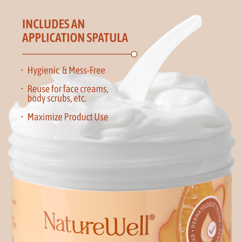 NatureWell Clinical Vitamin C Brighten & Hydrate Moisturizing Body Cream | Hydrating Face & Body Lotion with Coconut Oil, Helps Improve Uneven Skin Tone & Dark Spots, Anti-Aging Moisturizer 16 Ounce (Pack of 1)