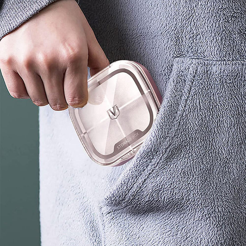 Pill Case Compartment Portable Pill Organizer Divided Vitamin Box Medicine Holder for Daily and Travel Use-4 Compartments-Russet Russet