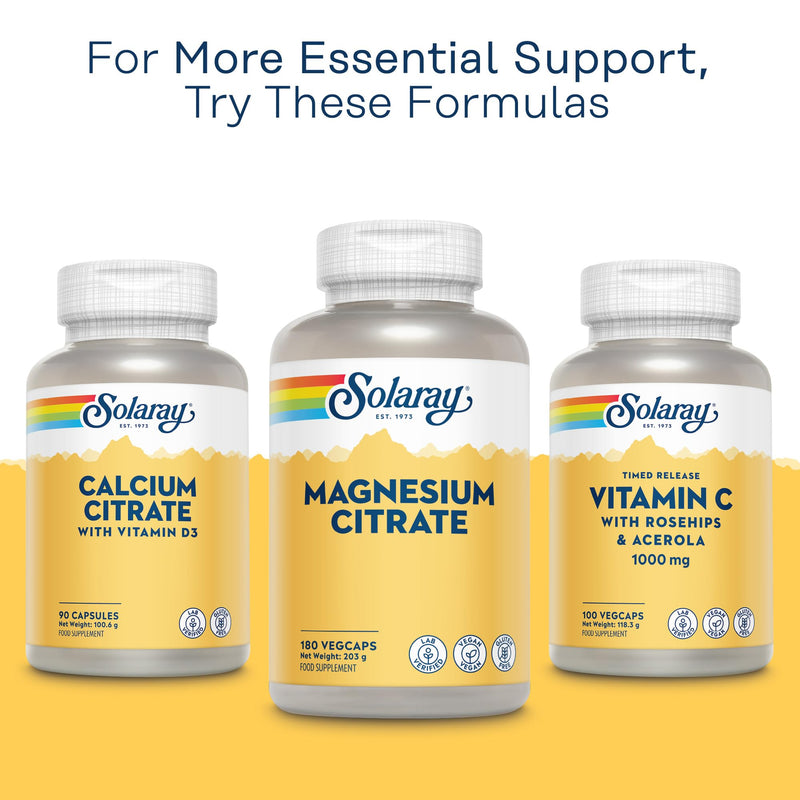 Solaray Magnesium Citrate 400mg Elemental Magnesium per Serving - 180 Vegan Capsules - High Strength Supplement - Energy, Muscle, Nervous System Support - Lab Verified