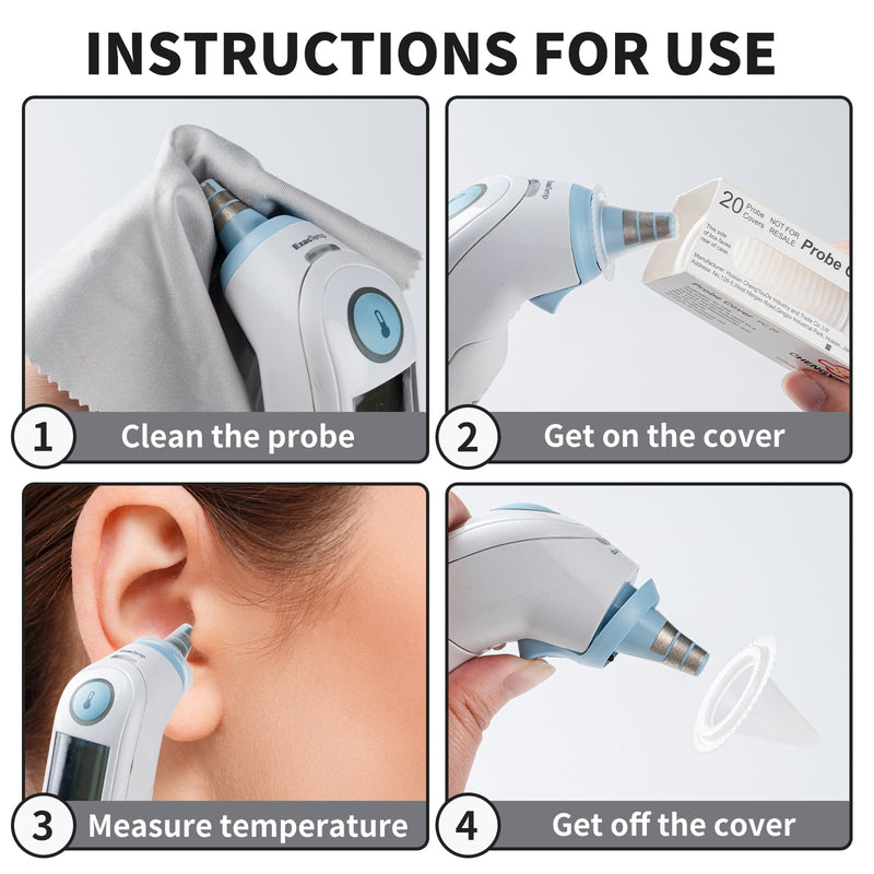 [Australia] - 120 Counts Thermometer Ear Covers, Ear Thermometer Probe Covers, Lens Filters/Refill Caps for All Braun Ear Themometer Models, BPA Free Digital Disposable Ear Thermometer Covers 120 